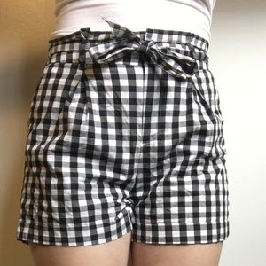 Gingham Tie High-Wasted Shorts